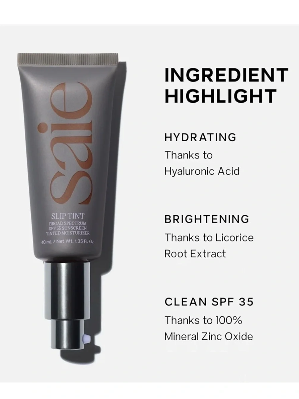 Saie Slip Tint Tinted Moisturizer — Three and Half (NEW IN BOX)- exp 12/2027